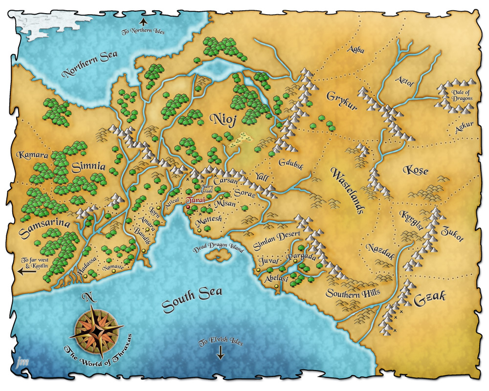large map of Thraxas's world